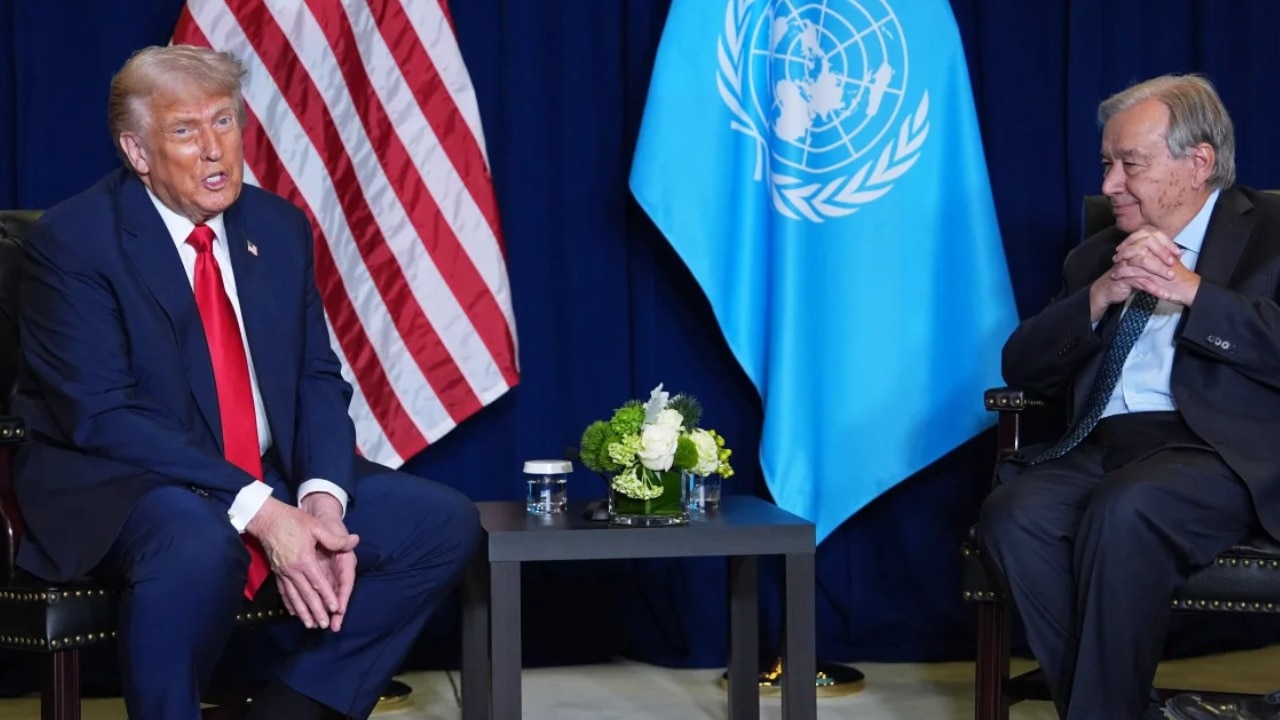 US President Donald Trump with UN Secretary-General António Guterres.