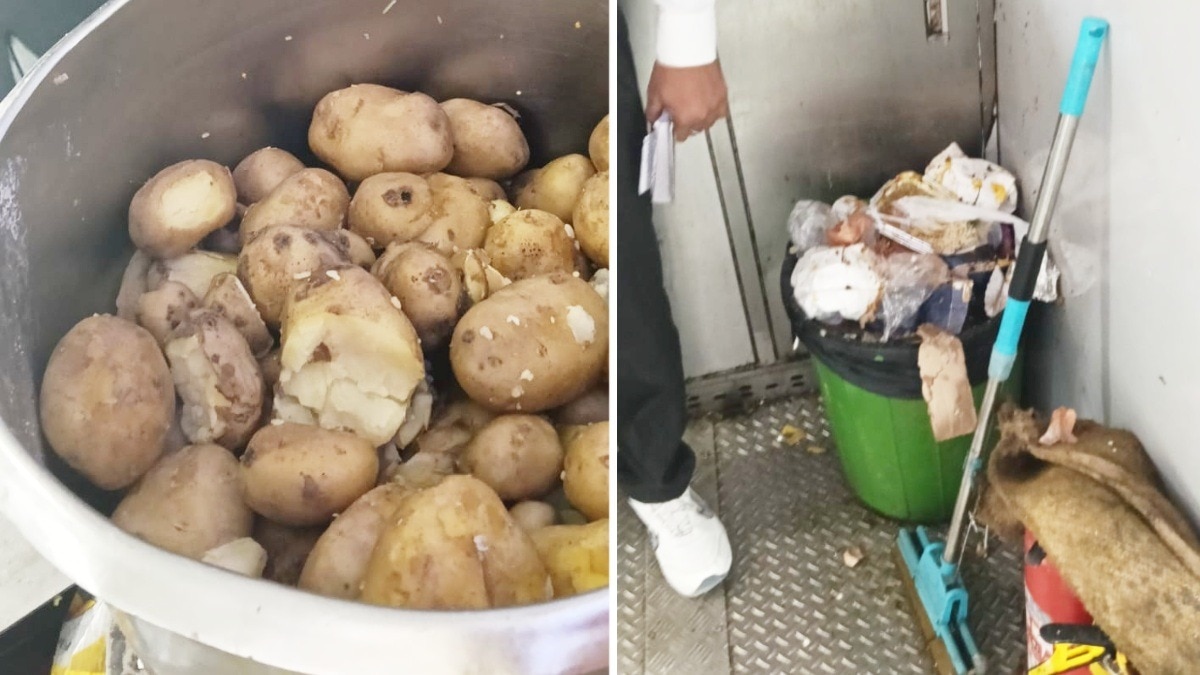 पैंट्रीकार में गंदगी और सड़े अंडों का अंबार.(Photo:ITG)