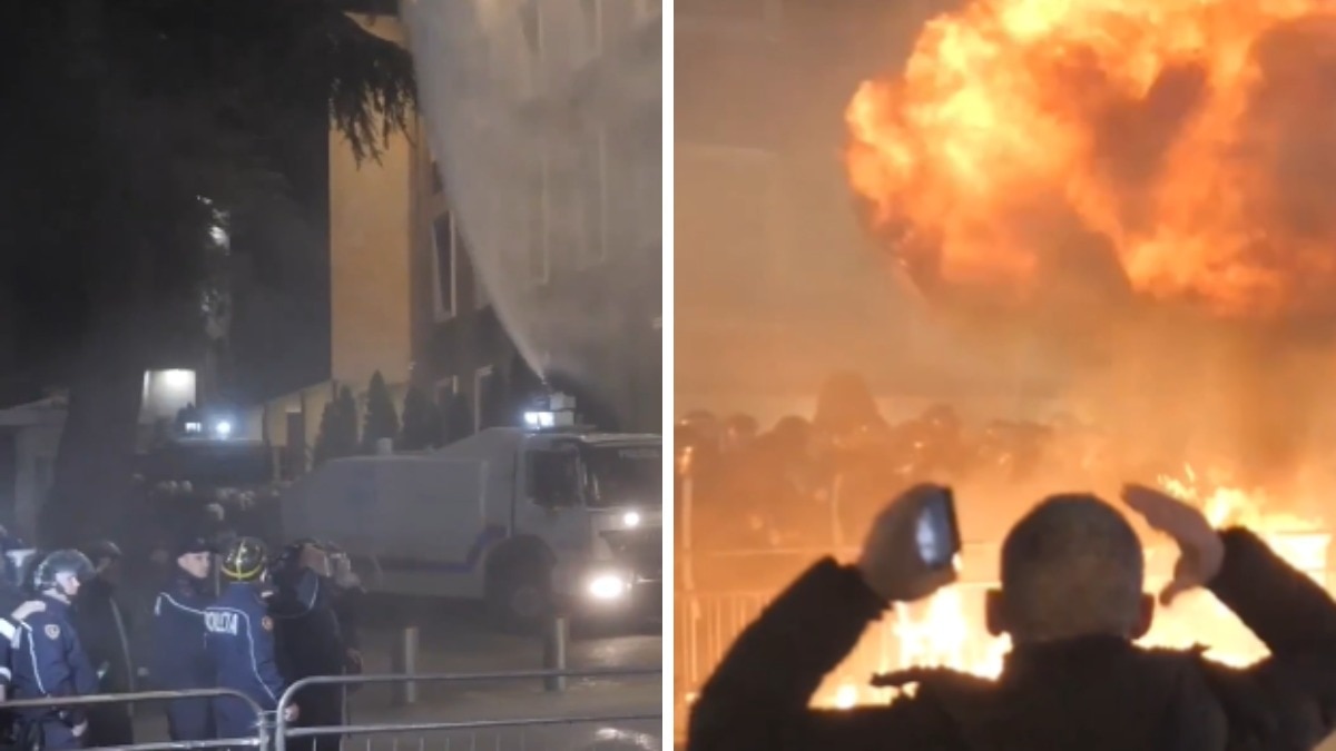 अल्बानिया में हिंसक प्रदर्शन. (Photo: X @anadoluagency)