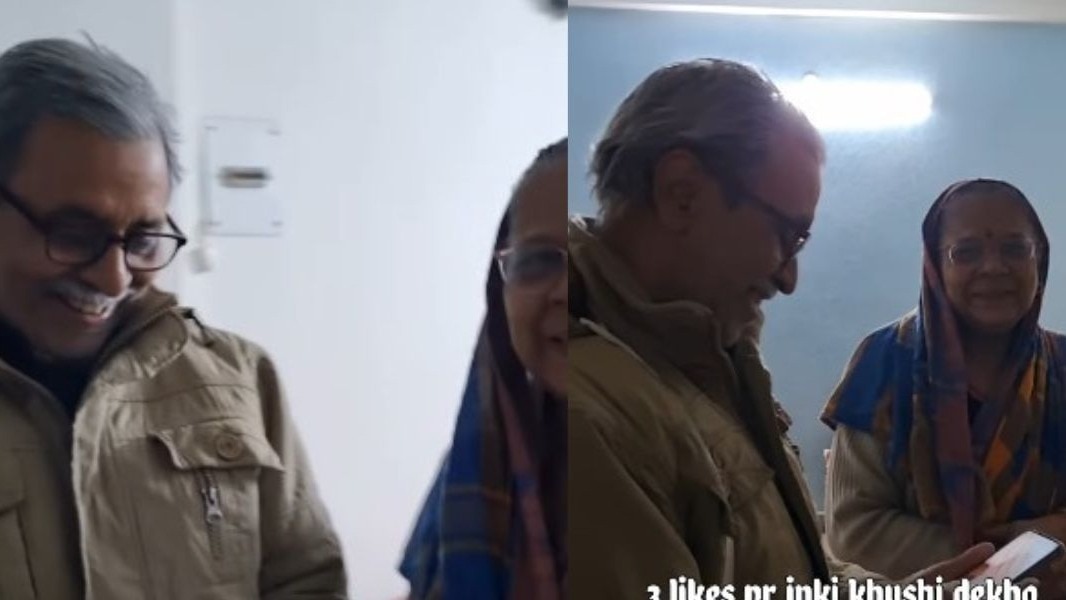 दिल्ली के एक बुजुर्ग दंपति का इंस्टाग्राम वीडियो सोशल मीडिया पर तेजी से वायरल हो रहा है. Photo: Instgram/@amma_at_65)