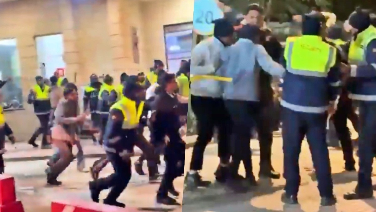 ग्रेटर नोएडा की सोसायटी में सिक्योरिटी गार्ड्स और डिलीवरी बॉयज के बीच बवाल (Photo- Screengrab) 