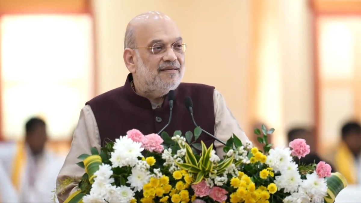 Union Home Minister Amit Shah at a programme at the Swaminarayan Temple in Gandhinagar
