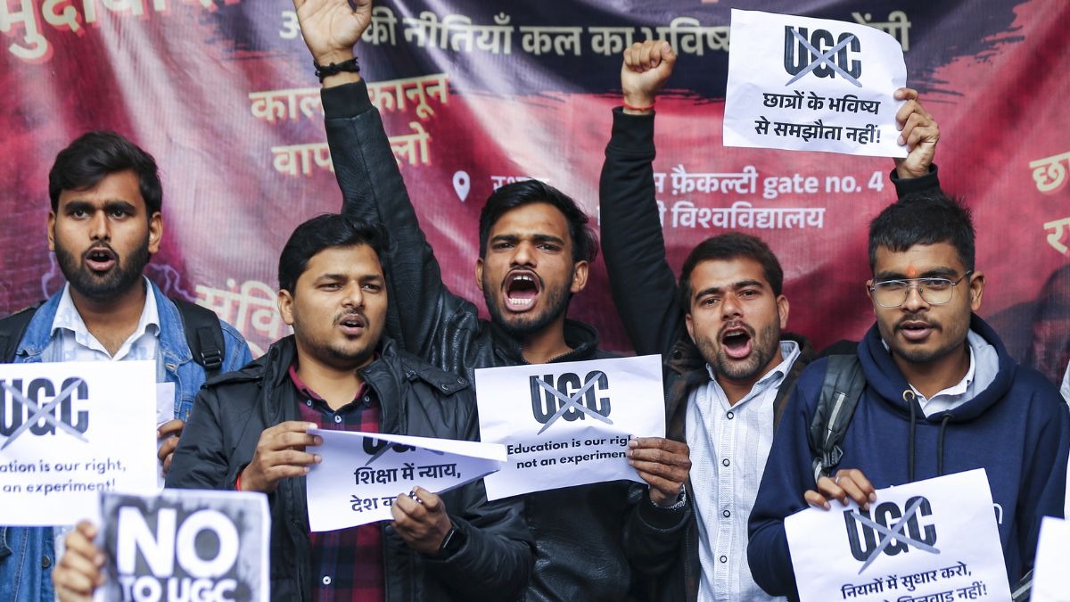 Students protest against the UGC Act