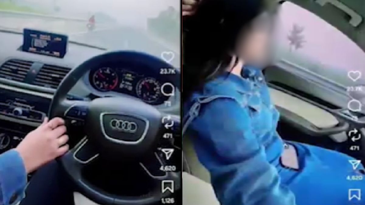 woman driving from side seat