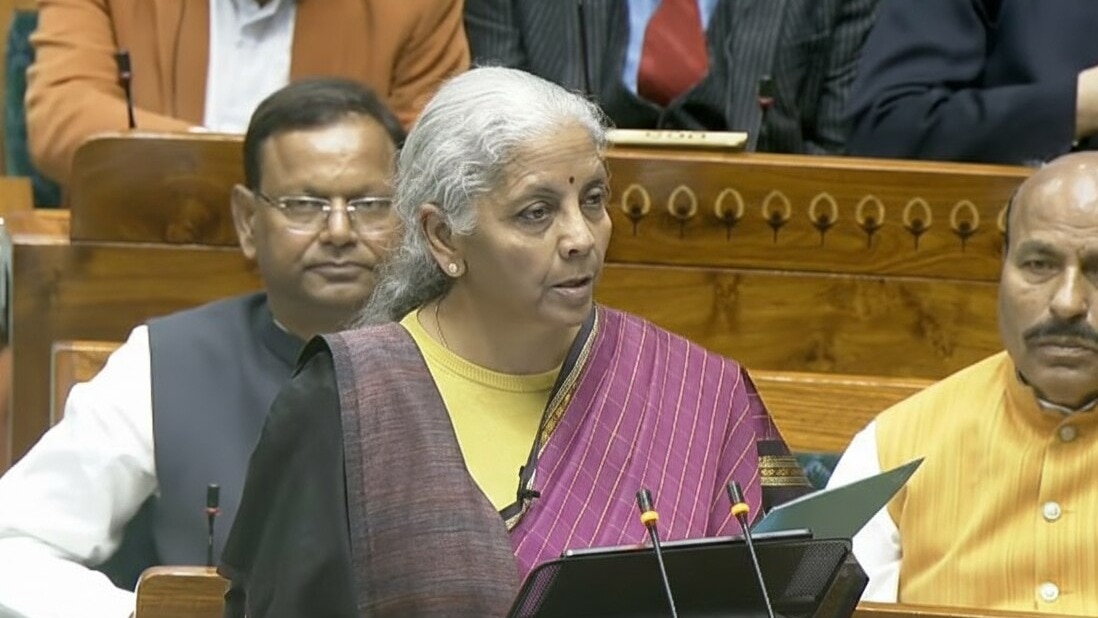 Nirmala Sitharaman presenting Budget 2026. 