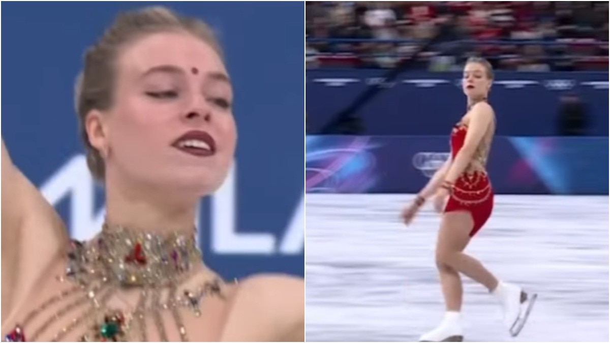 Russian figure skater Bollywood performance