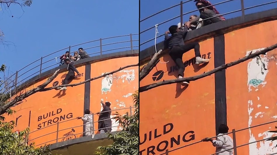 Man Attempts Suicide on 60-foot Water Tank in Sambhal After Domestic Dispute Man Attempts Suicide on 60-foot Water Tank in Sambhal After Domestic Dispute