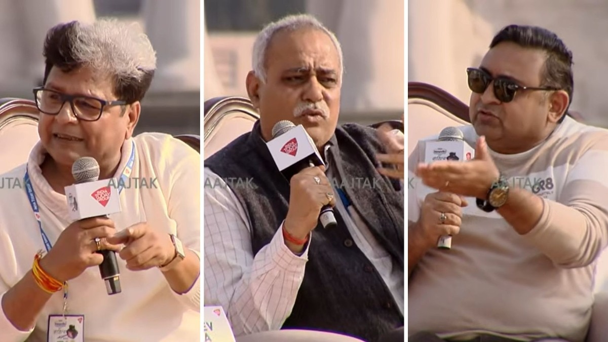 क्राइम फिक्शन के तीन प्रमुख लेखक मनोज राजन त्रिपाठी, संजीव मिश्रा और पीयूष पांडेय ने अपराध, माफिया और कहानियों पर चर्चा की. (Photo: ITG)