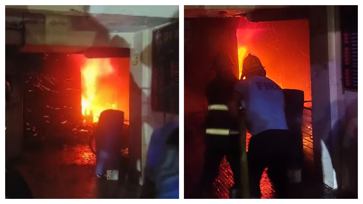 डोंबिवली बेसमेंट में भीषण आग (Photo: Screengrab)