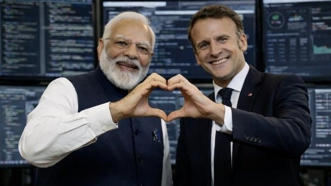 फ्रांस के राष्ट्रपति ने शेयर की पीएम मोदी के साथ तस्वीर (Photo: X/Macron)