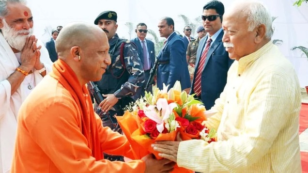 UP CM Yogi Adityanath Meets RSS Chief Mohan Bhagwat ahead 2027 Assembly Election