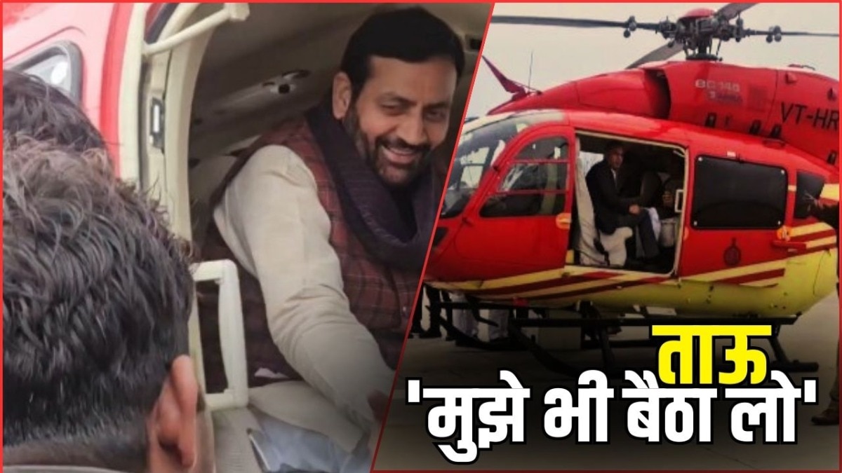 CM सैनी ने युवक को हेलीकॉप्टर में बैठाया (Photo: Screengrab)