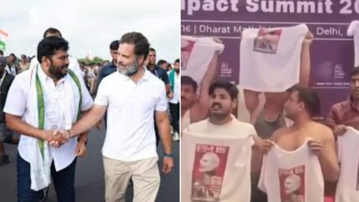 AI समिट में विरोध के बाद चर्चा में आए यूथ कांग्रेस नेता नरसिम्हा यादव (Photo: ITG/ Aishwarya Paliwal)