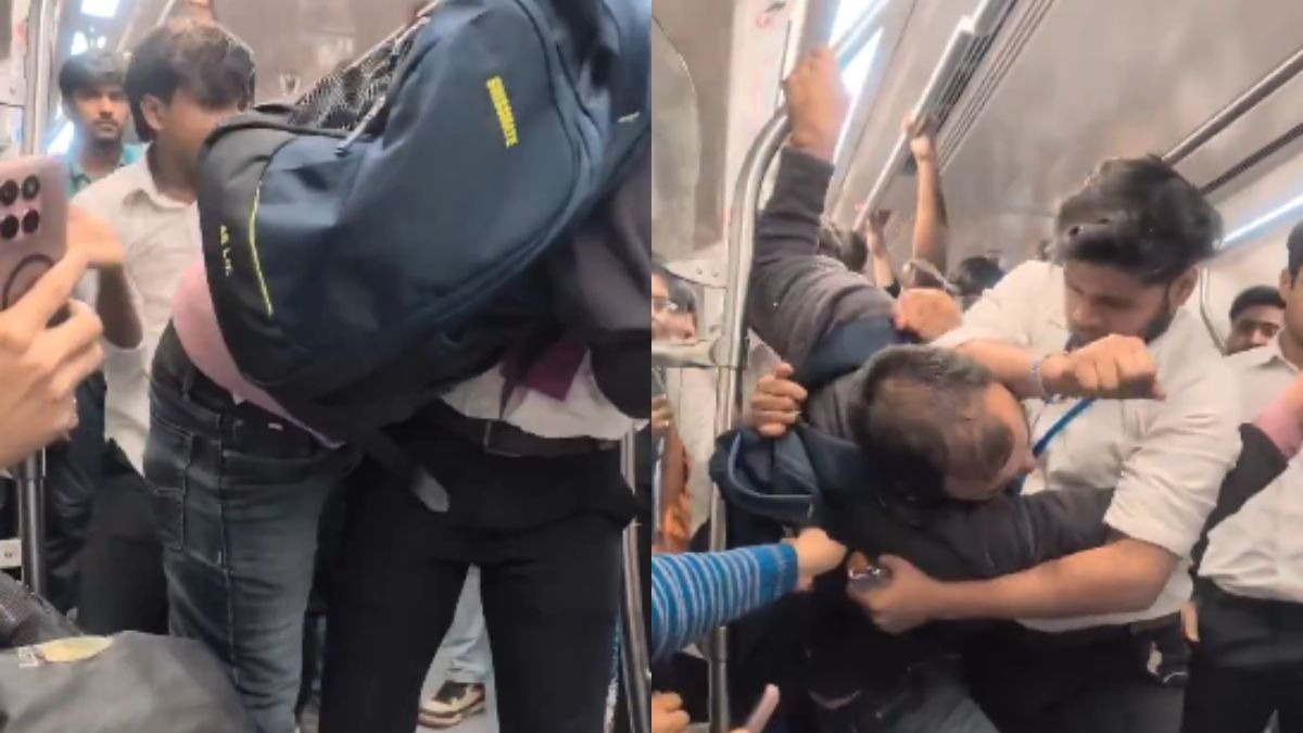 हाल ही में सोशल मीडिया पर मेट्रो में हुए एक जबरदस्त झगड़े का वीडियो वायरल हो रहा है.(Photo: x/@1K_Nazar)