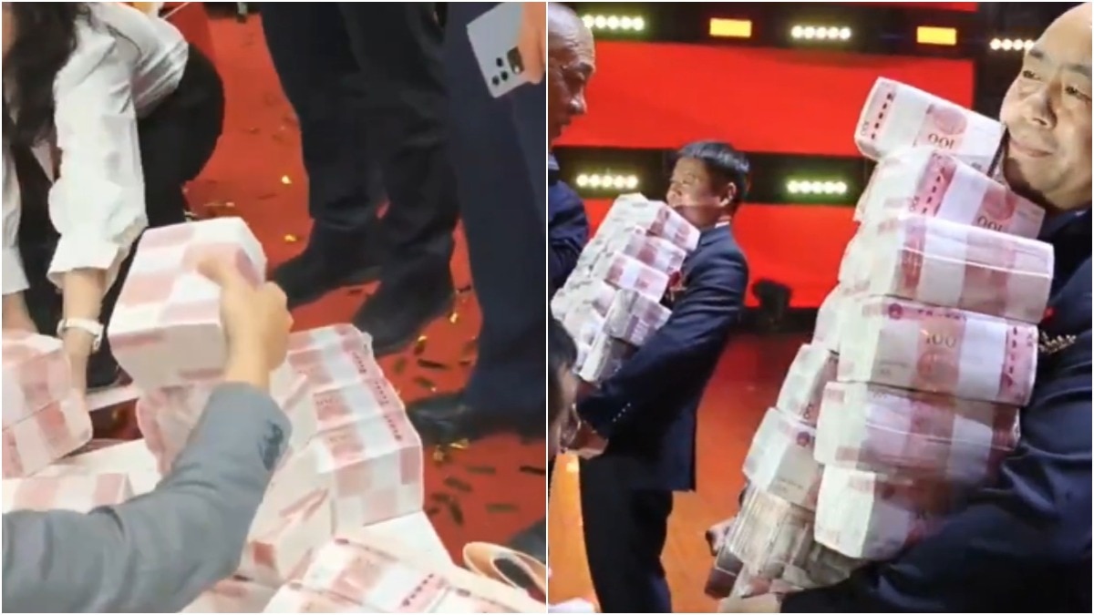 नोटों के बंडल रखकर बॉस ने कर्मचारियों से कहा - अपना बोनस ले लो (Photo - X)