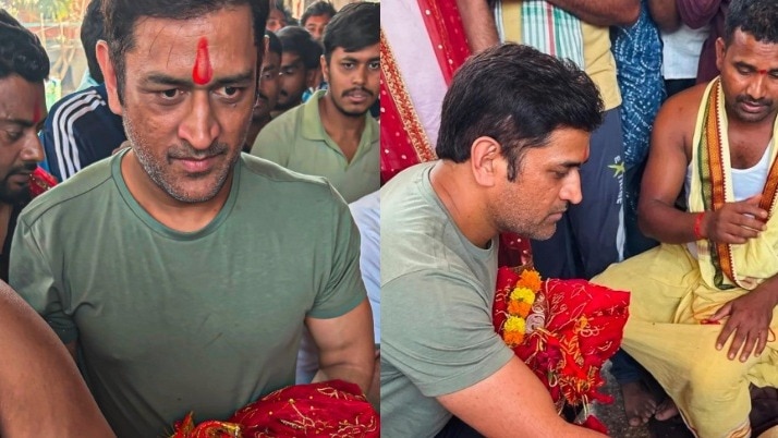 IPL से पहले धोनी पहुंचे मंदिर, माता का लिया आशीर्वाद, VIDEO