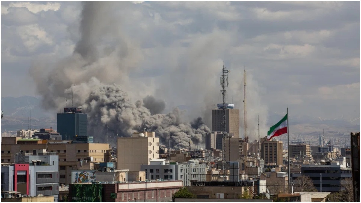 Smoke rises after coordinated US and Israeli airstrikes in Tehran, Iran