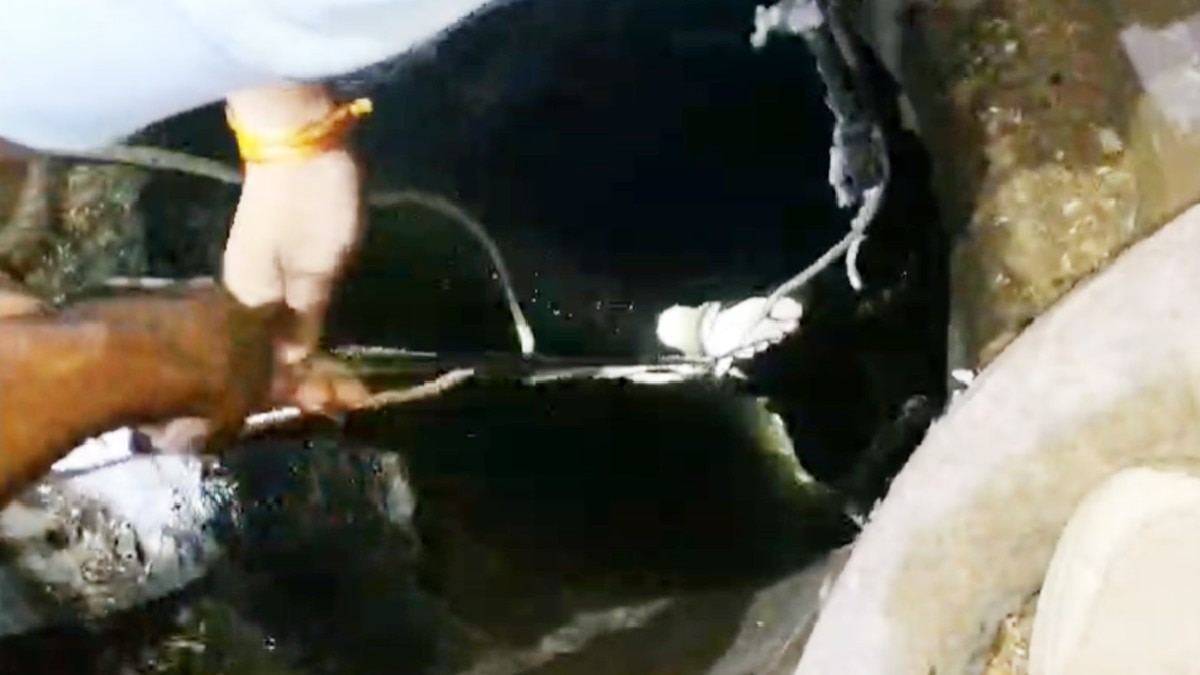 चोइथराम मंडी में नाले की सफाई के दौरान हादसा.(Photo:Screengrab)