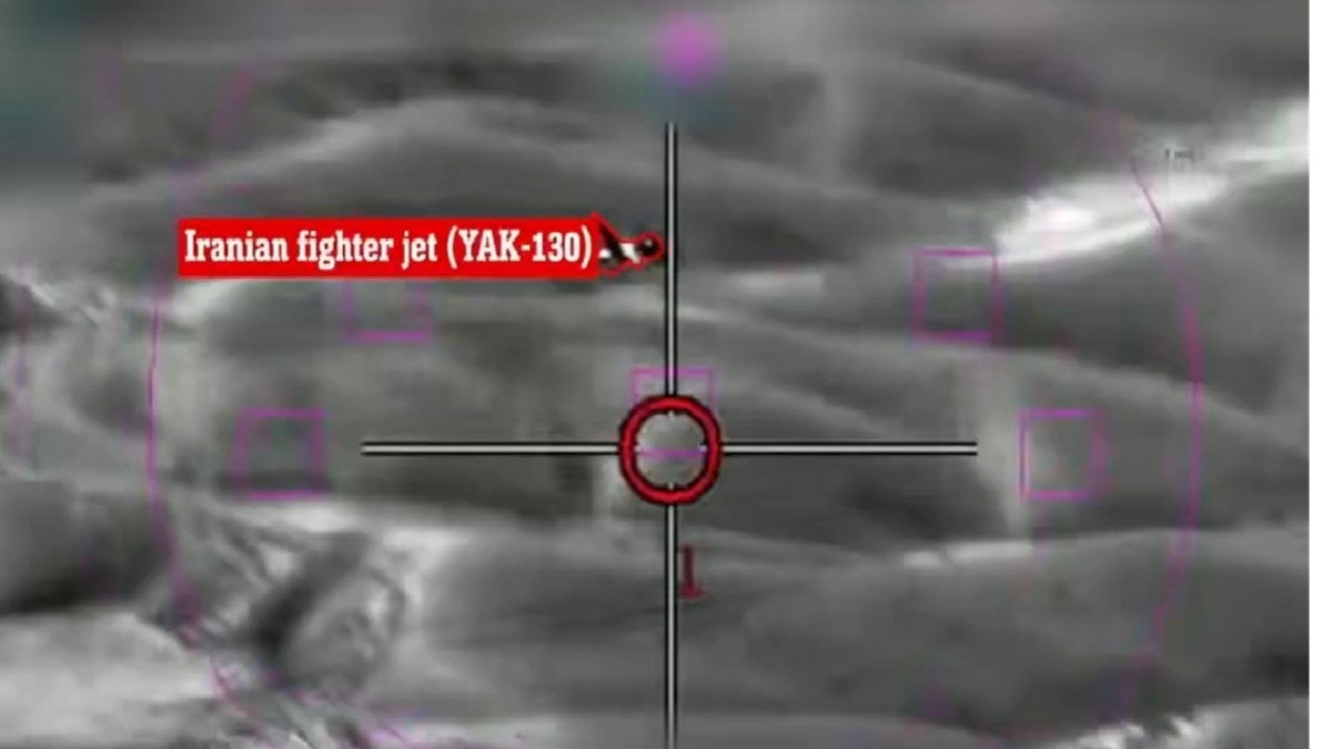 Footage from the historic shoot down of an Iranian Yak-130 fighter jet by an IAF “Adir” F-35I fighter jet