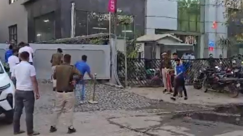 Firing luxury car showroom in Gurugram.