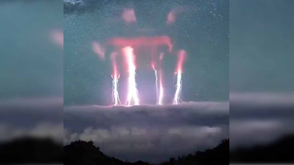 red sprites over cloud