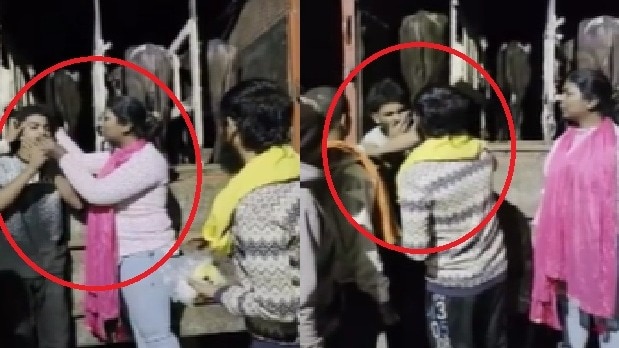 ट्रक ड्राइवर को जबरन गोबर खिलाते गोरक्षक दल के लोग. (Photo: Screengrab)