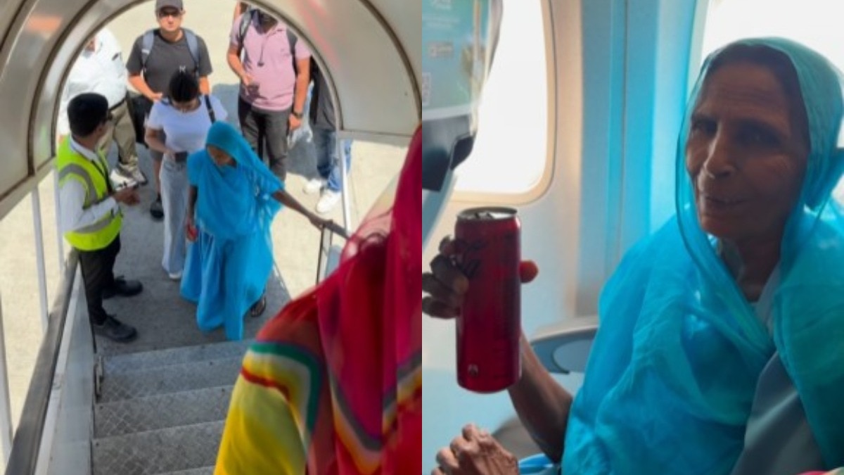 grandmother first flight video, dadi first flight viral video