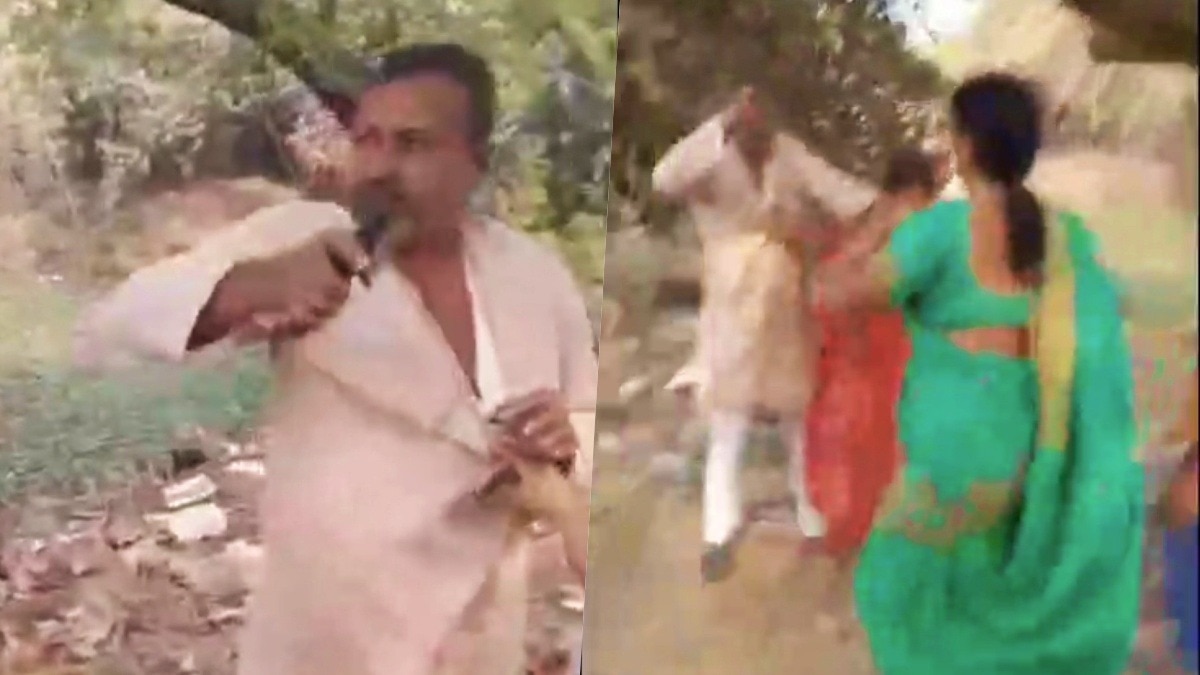 Beating of former pradhan in Azamgarh caused commotion (Photo- Screengrab)