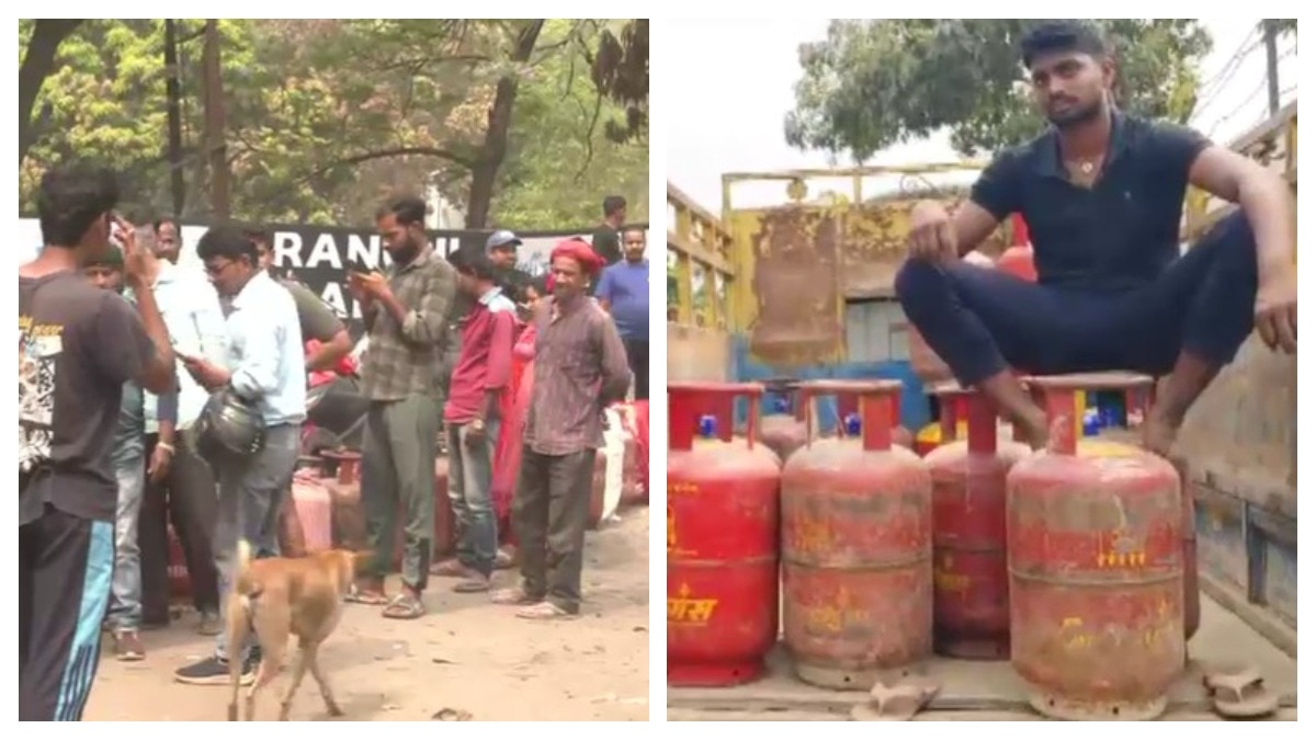 गैस सिलेंडर के लिए लंबी-लंबी कतारें (Photo: Screengrab)