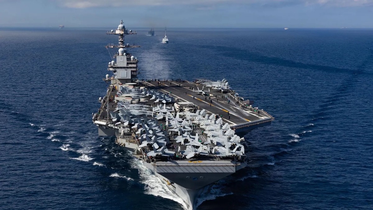 US Aircraft Carrier Strike Group USS Gerald R. Ford enter into Latin American Waters