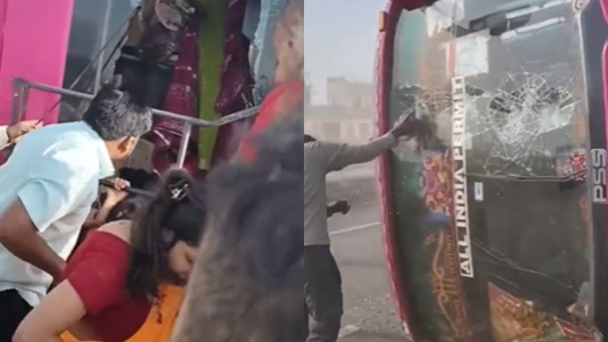 दिल्ली से जयपुर जा रही थी बस.(Photo: Screengrab)