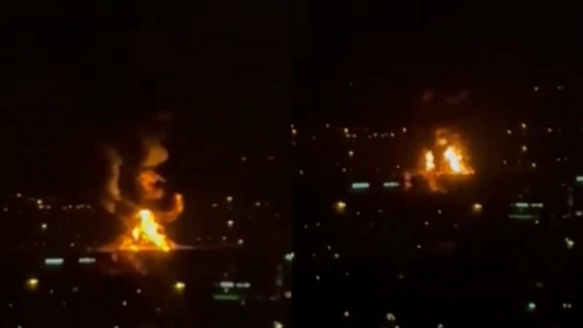 ड्रोन अटैक से ईंधन अटैक में आग लग गई. (Photo: X)
