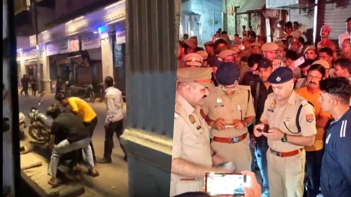 अलीगढ़ में बीच बाजार फायरिंग का वीडियो वायरल (Photo- Screengrab)