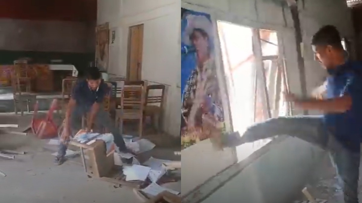 गुस्से में कार्यकर्ता.(Photo: Screengrab)