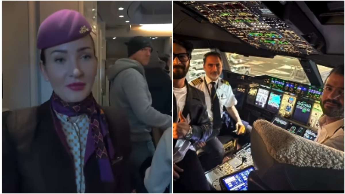 पैसेंजर ने फ्लाइट में एयर होस्टेस से की ये डिमांड (Photo - Instagram/@vanshmotwani23)