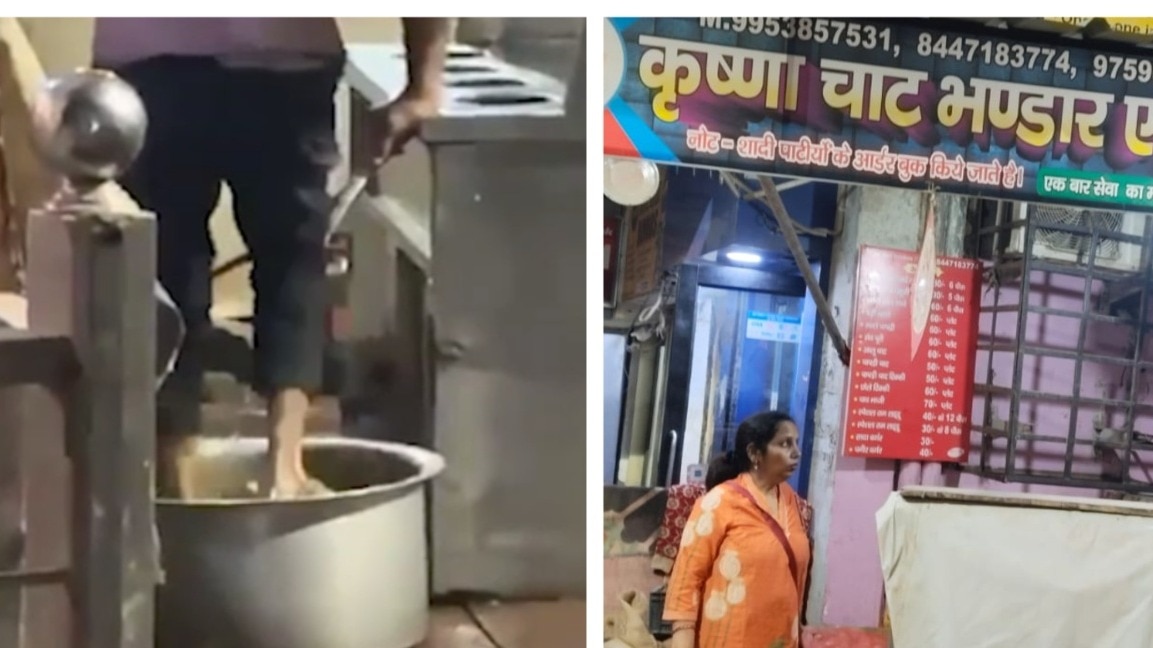 टिक्की के लिए पैरों से आलू धोते युवक का वीडियो वायरल