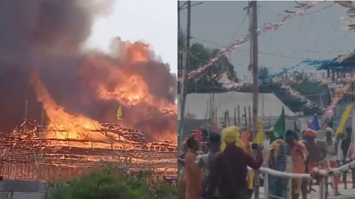 राम मंदिर के पास लगी भीषण आग, यज्ञशाला आई चपेट में (Photo: ITG)