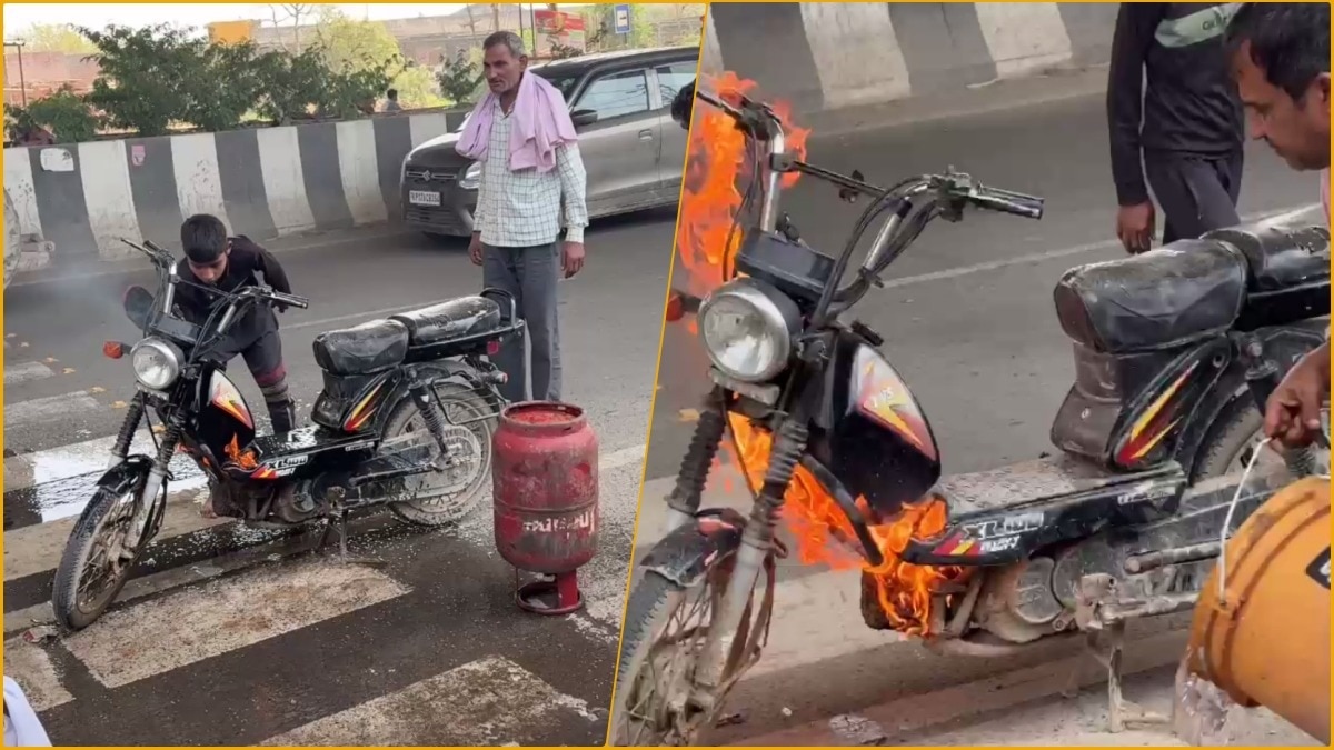 Baghpat TVS XL moped Catches Fire