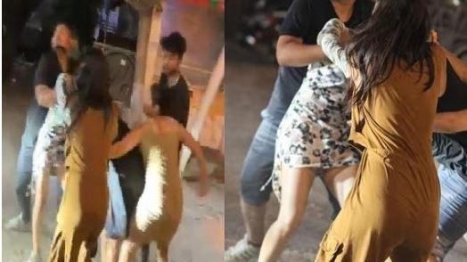 चारों लड़कियों ने आपस में हाथापाई की. (Photo: Screengrab)