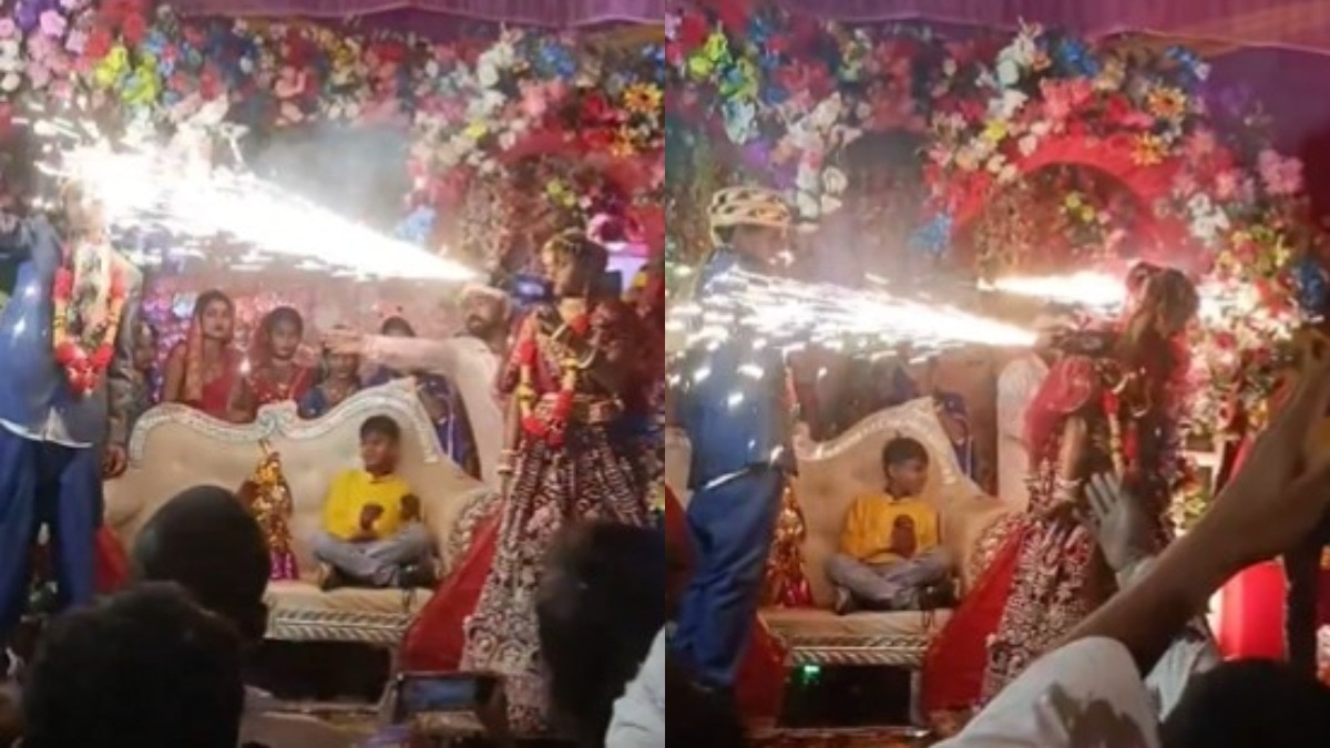 wedding viral video spark gun, dulha dulhan spark gun video