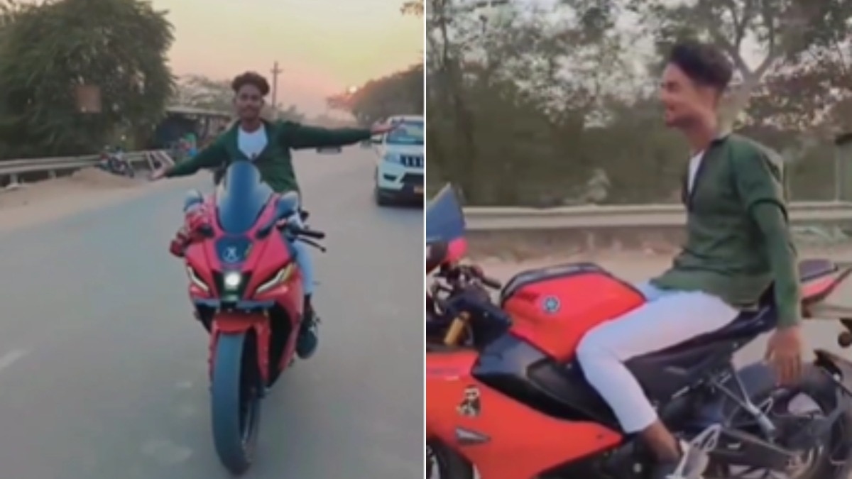 हैंडल छोड़ा, रफ्तार बढ़ाई और मचाया खौफ... बाइक स्टंट का वीडियो वायरल