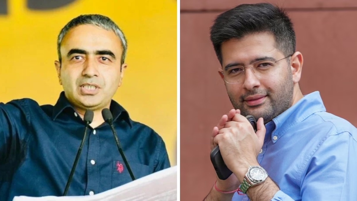 अनुराग ढांडा ने राघव चड्ढा पर तंज कसते हुए कहा कि समोसे सस्ते कराने हैं या देश बचाना है.(Photo- ITG)