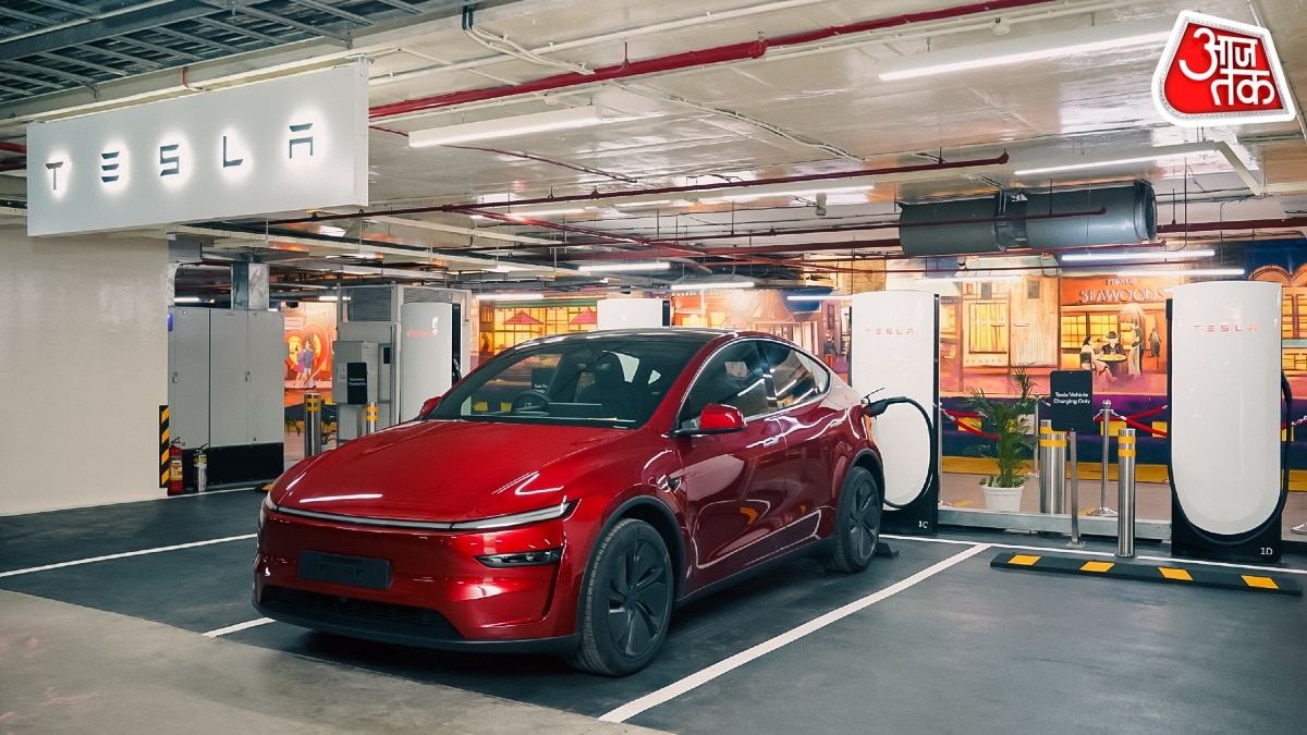 Tesla ने भारत में किसी मॉल में पहली बार सुपरचार्जर लगाया है. Photo: ITG