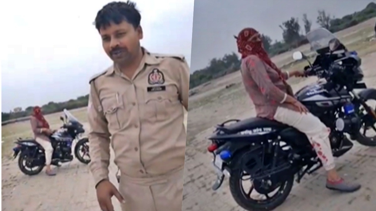 Wife of Kanpur Police Constable spotted driving his vehicle (Photo: Screengrab)
