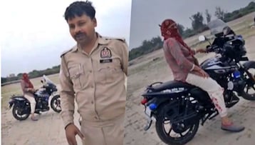 Wife of Kanpur Police Constable spotted driving his vehicle (Photo: Screengrab) Wife of Kanpur Police Constable spotted driving his vehicle (Photo: Screengrab)
