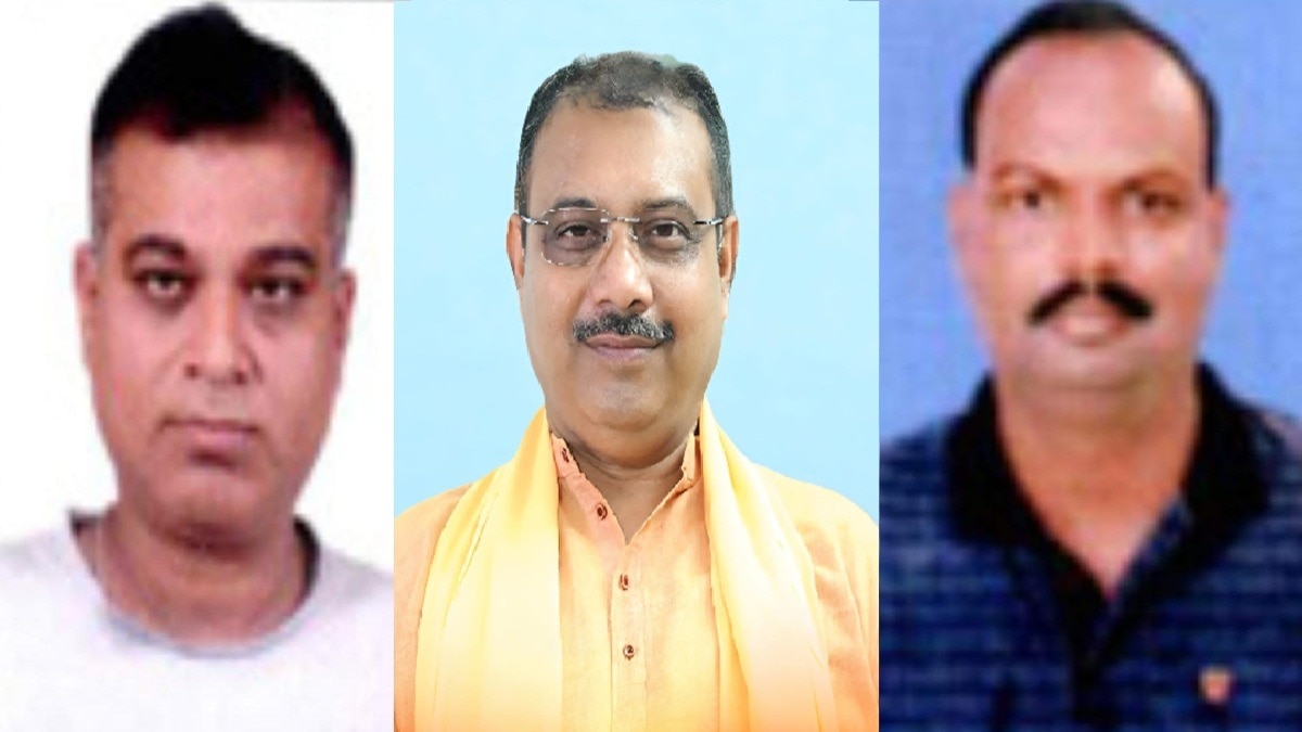 आसनसोल में चुनाव लड़ रहे 3 कृष्णेंदु, बाएं से दाएं-  कृष्णेंदु मुखोपाध्याय (Independent),  कृष्णेंदु मुखोपाध्याय (BJP candidate), फिर कृष्णेंदु चटर्जी (Independent)