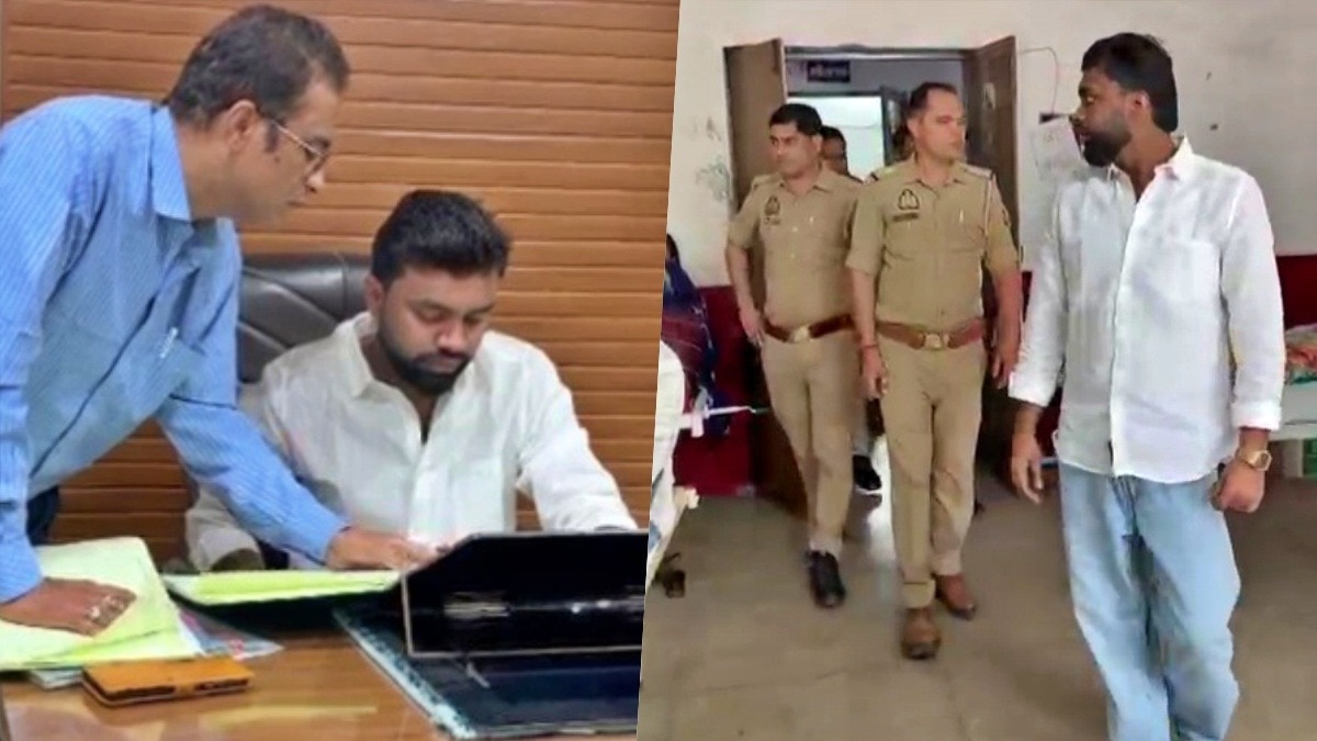 डॉक्टर की कुर्सी पर बैठे विधायक शफीक अहमद अंसारी के बेटे (Photo- Screengrab) 