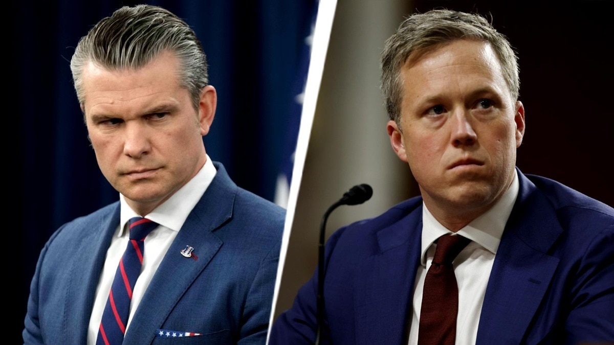 अमेरिकी राष्ट्रपति डोनाल्ड ट्रंप ने डिफेंस सेक्रेटरी पीट हेगसेथ का समर्थन किया है. (Photo: AP+Getty)