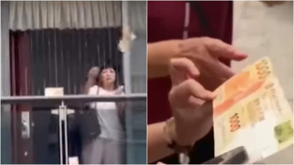 China cash throwing viral video