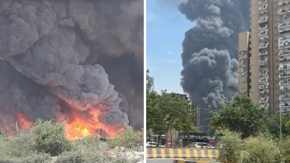 गाजियाबाद के कनावनी की झुग्गियों में लगी भीषण आग (Photo: ITG)